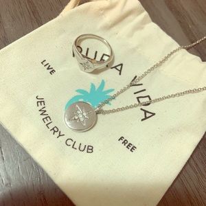 North Star silver necklace/ring duo